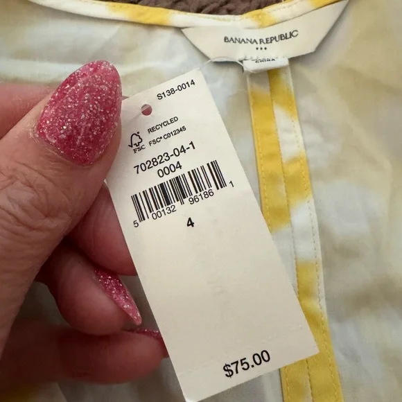 Banana Republic BUBBLE-SLEEVE SEAMED POPLIN TOP Blouse Puff Sleeve Yellow 4 $75 - Picture 6 of 9